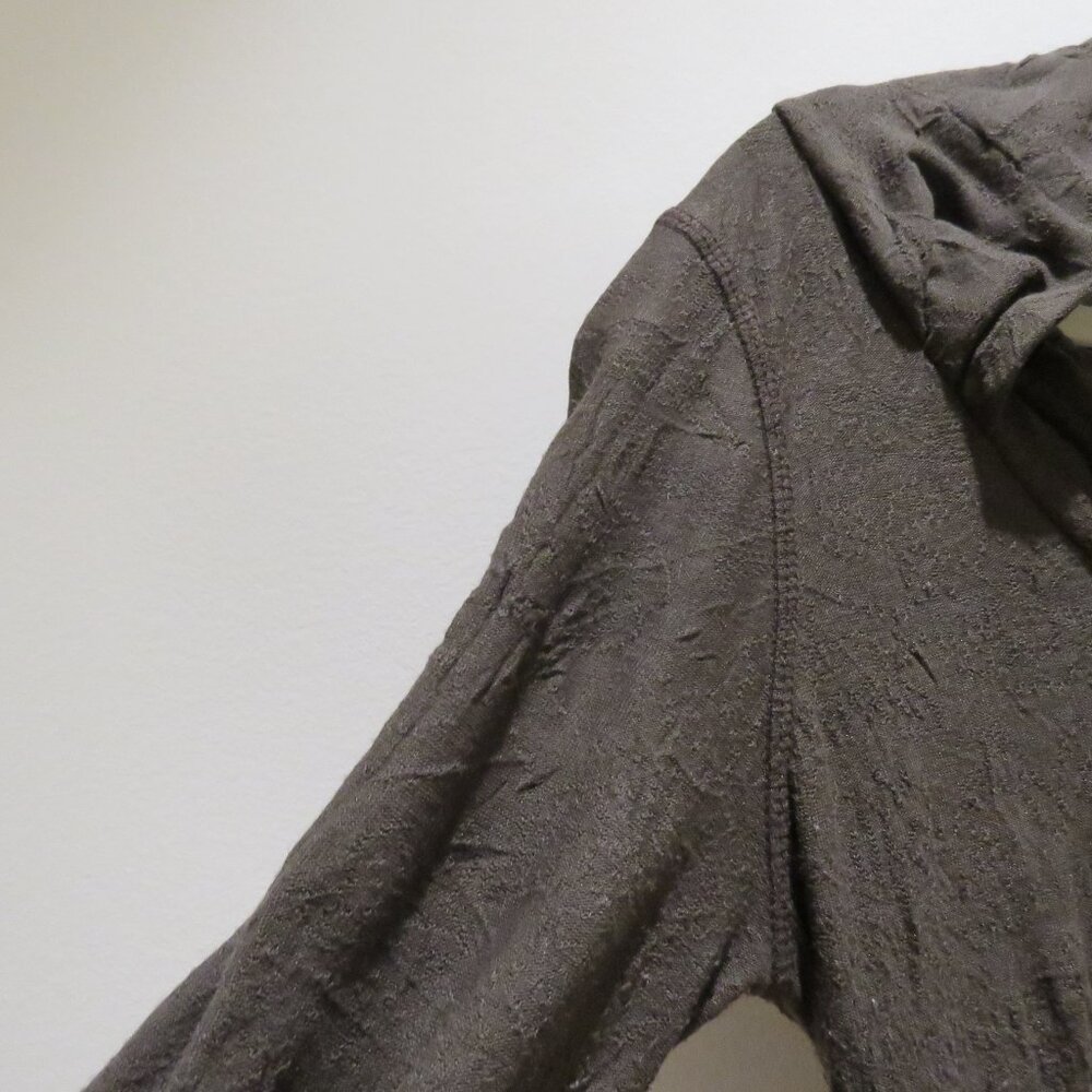 SNOSKINS Cowl Neck Crinkle Lagenlook Art To Wear Tunic Top in Chocolate Brown - Picture 7 of 14
